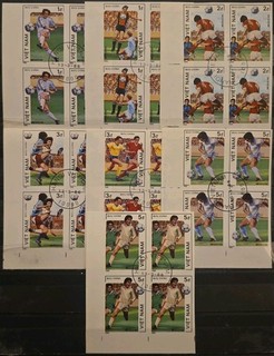 Vietnam CTO Mi: 1664U 1670U FIFA World Cup Mexico 1986 Blocks Imperf Variety