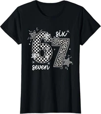 Checkered Leopard Six Seven Meme 67 Slang Funny Ladies' Crewneck T-Shirt