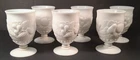 Vintage Westmoreland Della Robbia White Milk Glass Goblets 4 3/4" Tall set of 6