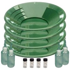 Sluice Monkey 4 Pack of 14 inch Green Gold Pans, Sniffers, Vials