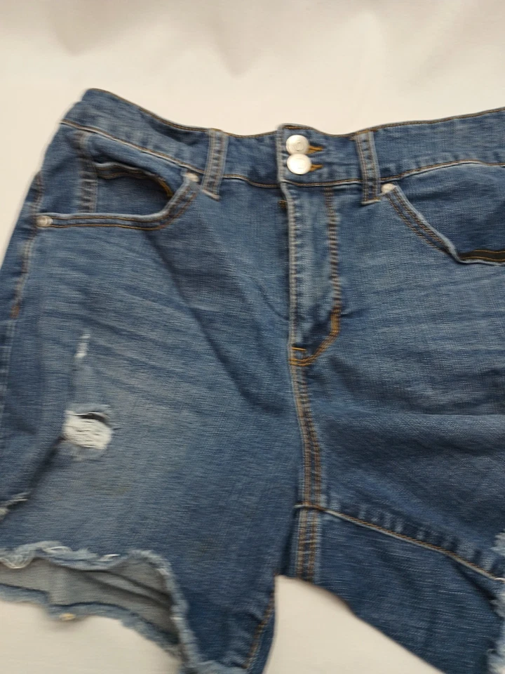 Energie Shorts Womens 11 Juniors Blue Distressed Cut Off Hem - Image 2 of 4