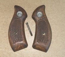 Cr - Smith Wesson Sw Vintage Factory Wood Grips J Frame Round Butt W Screw