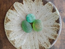 Beautiful rare color sea glass 3pcs, surf tumbled, weathered, beach glass,99