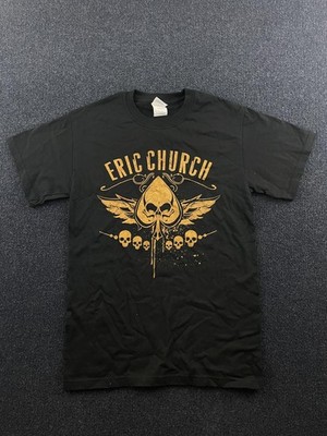 Eric Church Shirt Mens Small Black Skull Ace Graphic Concert Tour Tee Gildan