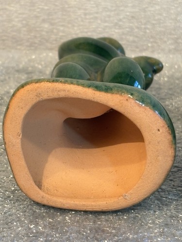 2 Pottery 5" Figurines Musicians Green Glaze Unmarked Read Description - Picture 8 of 13