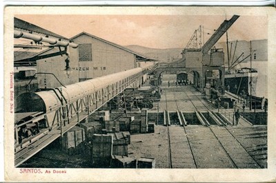 Brazil Brasil Santos - As Docas old Terceira published postcard