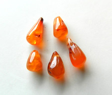 Carnelian, Natural Smooth Teardrop Briolettes, 9-13mm x 6-8mm Approx, Bag Of 5