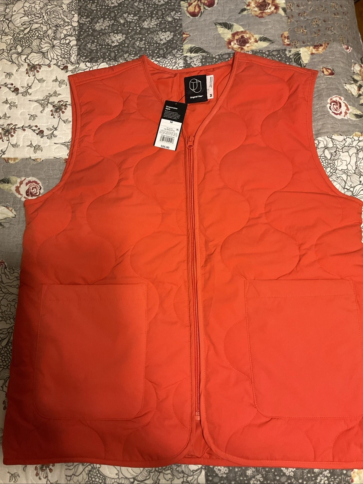 Original Use Medium Regular Fit Quilted Vest Orange Hunting Outdoors Men's