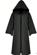 Grim Reaper Halloween Costume Adult Death Black Robe Detachable Hood MED NWOT