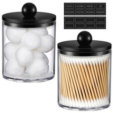 2 Pack Acrylic Qtip Holder Dispenser for Cotton Swabs, Balls, Pads, Floss - P...