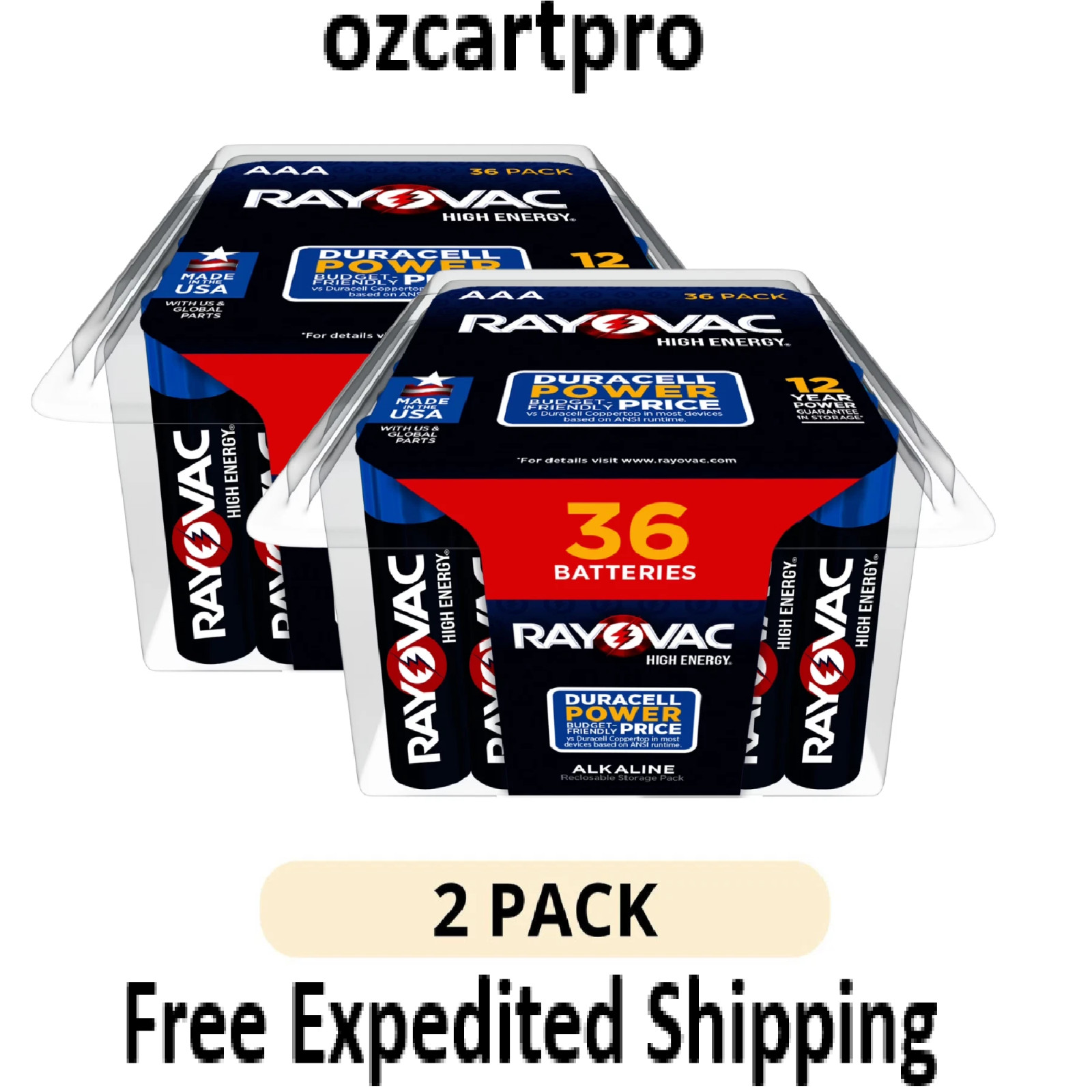 Rayovac High Energy AAA Alkaline Batteries 36 Pack Triple A--2 Pack
