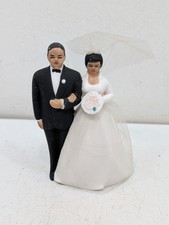 Vintage 1950s Wedding Cake Topper Couple Bride and Groom Wilton Chicago Black