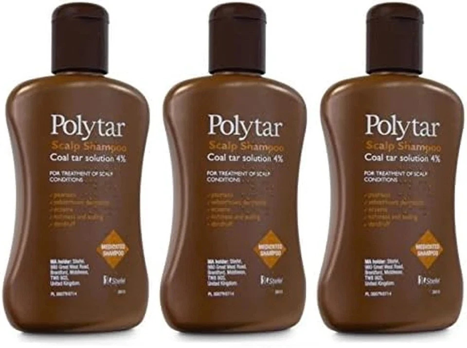 3 X Polytar Scalp Coal Tar Shampoo 150ml