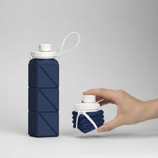 BEAUTAIL Collapsible Water Bottles 20.6oz Silicone Travel Dark Blue