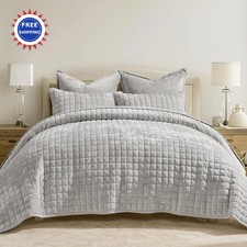 RECYCO Luxury Velvet Quilt Set King Size Bedding Sets Ultra Soft Velvet