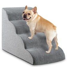 4-Step Dog Stairs, 19.7  High Foam Pet Steps for Small Dogs  Cats   Stable C...