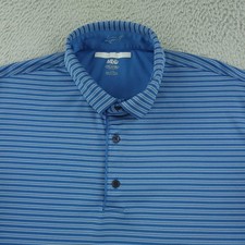 Greg Norman Polo Shirt Mens Large Blue Stripe ML75 PlayDry Golf Performance