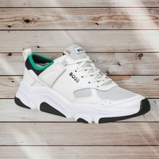Hugo Boss Asher Runn Running Trainers Shoes Open White UK 7 UK11 RRP £199