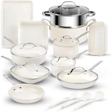 Gotham Steel 20 Pc Ceramic Cookware Set Nonstick, Pots and Pans Set Non Stick 