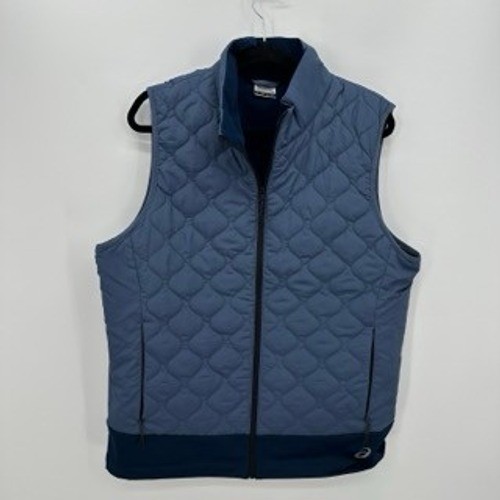Asics Mens Green Quilted Full Zip Vest Size Large Fleece Lined Outdoors Casual - Picture 1 of 8