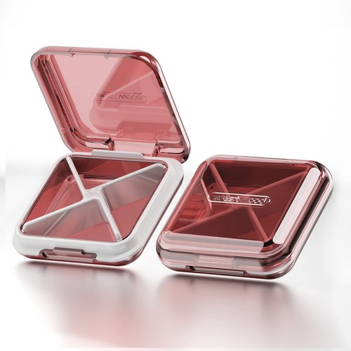 Daily Pill Organizer,4 Compartments Portable Travel Small Pill Case, Pill Box...