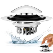 Bath Tub Drain Plug, Lift And Turn Replacement, Hair Catcher, Silver