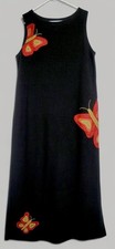 VINTAGE Richard Black Sleeveless Maxi Dress with Butterflies Size L