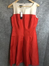 Talbots Dress Women’s 2 Red Linen Fit And Flare Preppy Coastal Nautical w Tags
