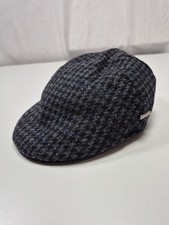 Stetson Hat Flat Cap Fitted Mens XL Blue Check Harris Tweed Wool Ivy Made USA
