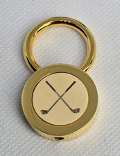 Gold Tone Golf Clubs Key Ring Keychain Bag Charm Sports Accessory