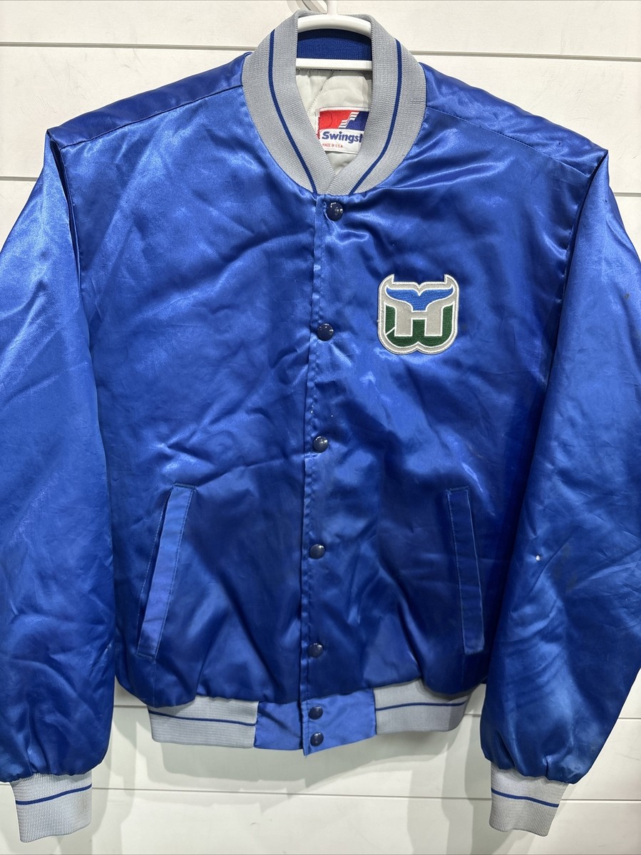 Vtg Hartford Whalers NHL Ice Hockey Satin Varsity Letterman Jacket