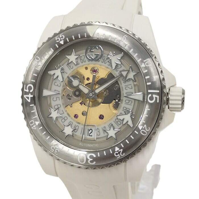 GUCCI Dive Men's Date Ceramic SS Rubber White Dial 136.3 GUCCI Dive Men's Date Ceramic SS Rubber White Dial 136.3