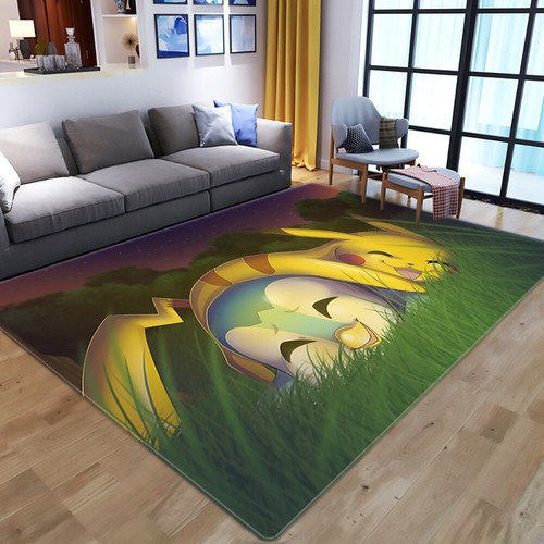 Kids 3D Pokémon Pikachu Home Rug Living Room Bedroom Area Rug Carpet Floor Mats - Picture 17 of 24