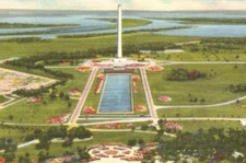 San Jacinto Battleground Monument Pool Houston Texas Linen Postcard Chas Epstein