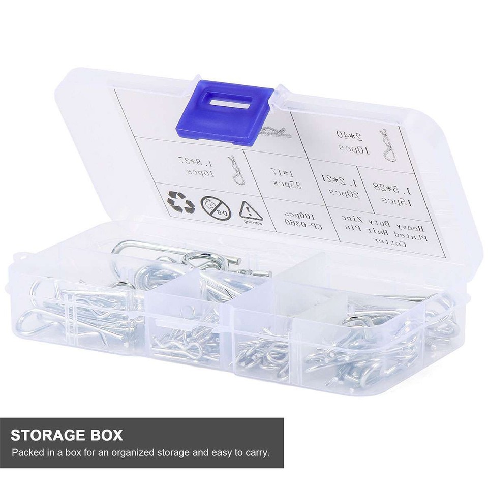100 Pcs Cotter Pins, R Clips Split Pins Assortment Kit, Disc Caliper ...