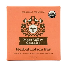 Moon Valley Organics Herbal Lotion Bar, Bergamot Geranium & Beeswax