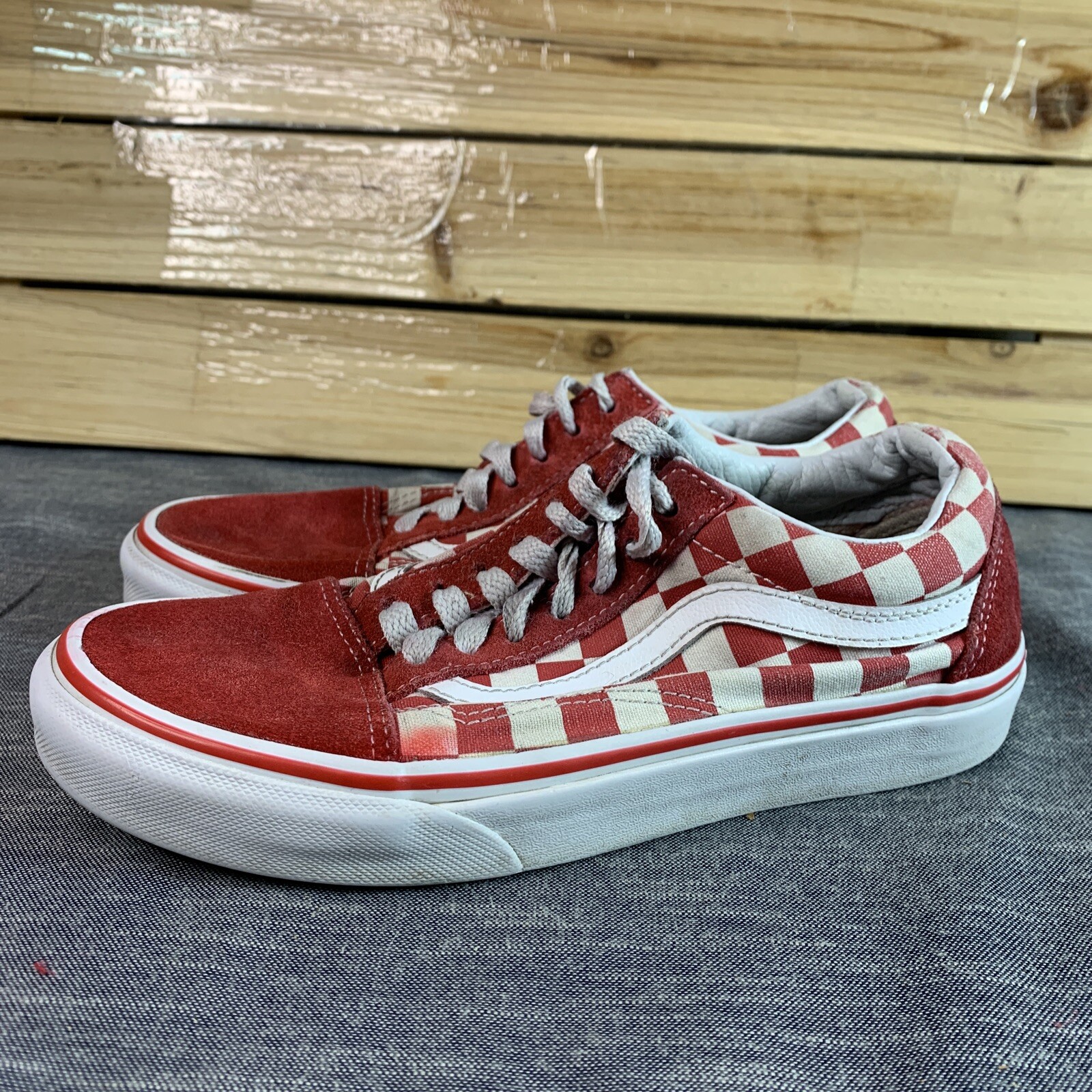 Vans Old Skool Youth Size Women Checkerboard White Skate