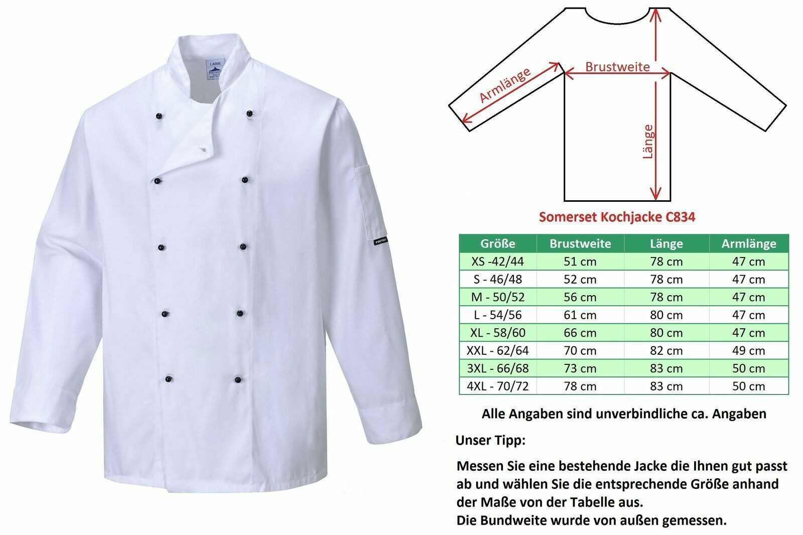 Kochjacke Bäckerjacke Kochkleidung Koch Gastronomie Berufsbekleidung Gastro NEU