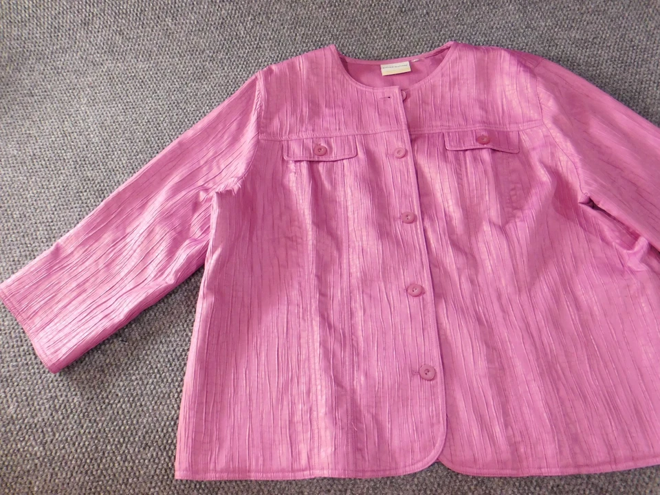 Alfred Dunner Jacket Womens 20W purple five-button Blazer shoulder pads Classics - Image 3 of 4