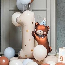 Large Teddy Bear Number 1 Foil Balloon Display | 1st Birthday Party