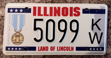 2010 Illinois Korean War Veteran License Plate 5099 Kw Used - Rare