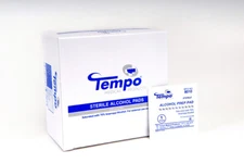 200 Tempo Individually Wrapped 70% Alcohol Swabs Prep Pads  