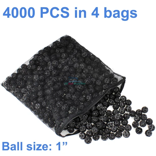 4000pcs 1" Bio Balls 16 Gal Aquarium Filter Media Pond Canister Filter Media
