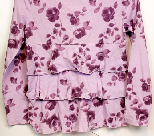 Y2K Limited Too Purple Shirt Flowers Roses Girls Sz Med 12 NEW Ruffled Layer Bow - Picture 6 of 7