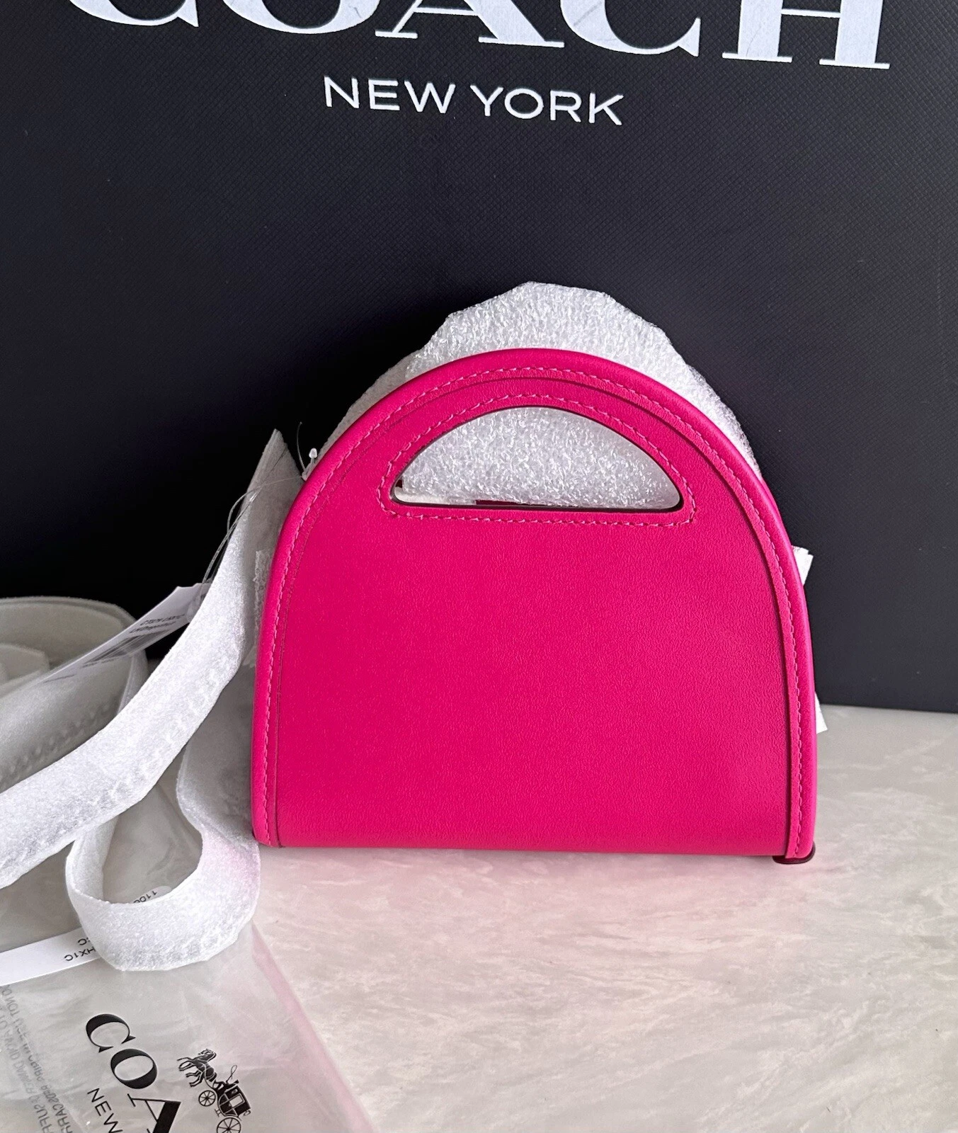 Coach Dragonfruit custodia a tracolla in pelle con manico superiore CT879 NUOVA CON ETICHETTE