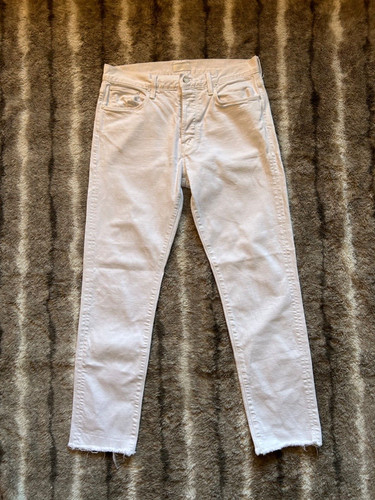 Mother Denim Mens Mr Chaser Ankle Cuff Fray in White Tooth & Nail Jeans Size 32