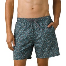 Men's prAna Bowie E-Waist Shorts Blue Floral Boardshorts Size: XL - NWT