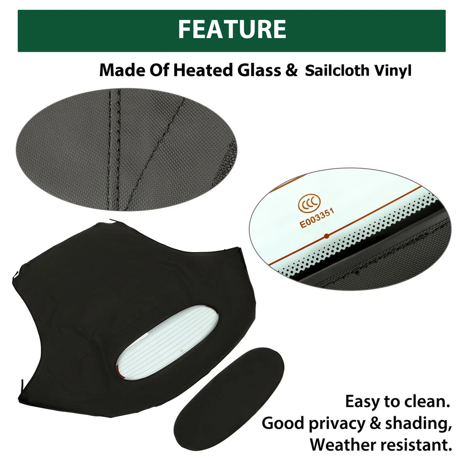 For Mitsubishi Eclipse 2000-05 Convertible Soft Top & Heated Glass window Black - Image 3 of 4