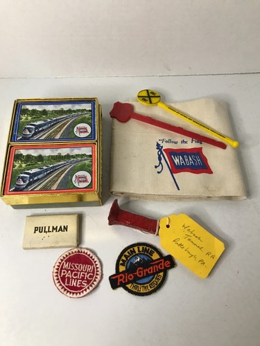 Vintage Wabash Railway Tea Towel ,Spike, Playing Cards and other RR lot