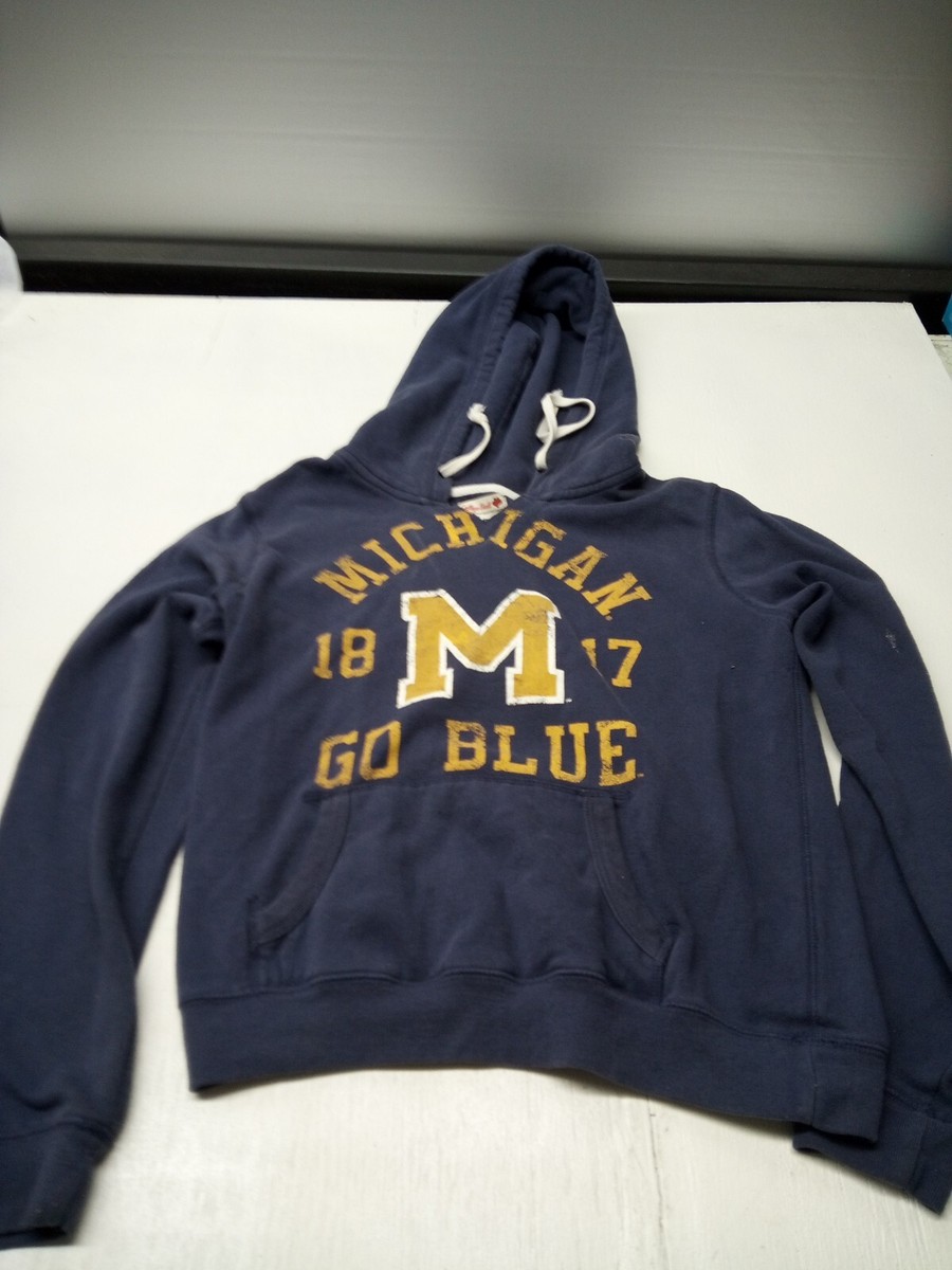 Women's College Vault Navy Blue Michigan Logo Hooded Sweatshirt Women's College Vault Navy Blue Michigan Logo Hooded Sweatshirt